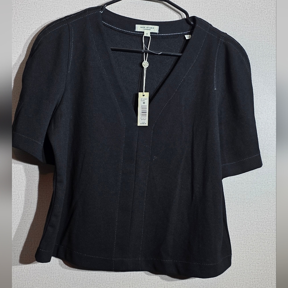 Max Studio Black V-Neck Blouse